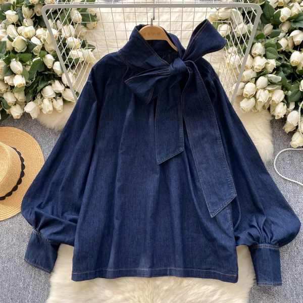 LW0834 Vintage Woman Blouse Elegant Relaxed Blouse Ruched Decoration Breathable Spring Season Woven Europe - Image 2