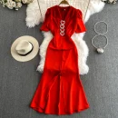 LE2657Chic Maxi Evening Dress Woman Love Button Fishtail Dresses 2025 High-End V-Neck Romantic Dinner Party Long Dress Lady