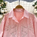LW0750 Spring Shirt Women 2025 New Hollow Lace Hook Loose Thin Irregular Foreign Style Striped Blouses Elegant Women