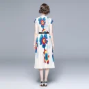 LE1247 in Stock Women'S Miyake Pleated T-Shirt Printed Long Pleated Skirt High Quality Fabric Women'S Sets Boutique Clothing