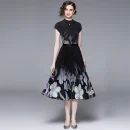 LE1279 2025 Boutique Two Piece Set T-Shirt Printed Pleated Skirt Boutique Women'S 2-Piece Set Miyake Pleated Casual Style Sets