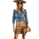 Women Fashion High Quality Outwear Wash Denim Blouse Shirt Jacket