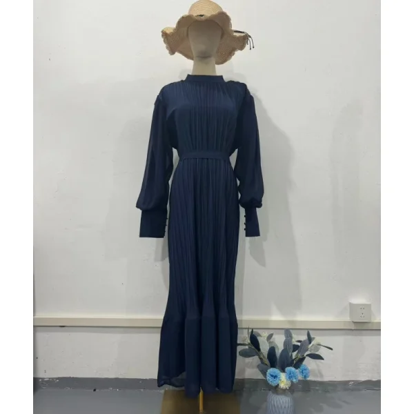LE2698 Saudi Arabian Maxi Evening Dresses Temperament Luxury Stand Collar Women'S Spring Cross-Border Dress Long Pleated Dresses