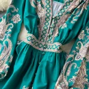 LE2634 Ethnic Printed Dresses Maxi Autumn New Court Style V-Neck Long Sleeve Banquet Robe Woman Boutique Holiday Dress for Women