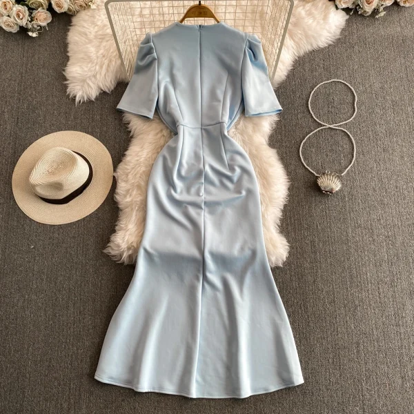 LE2657Chic Maxi Evening Dress Woman Love Button Fishtail Dresses 2025 High-End V-Neck Romantic Dinner Party Long Dress Lady - Image 5