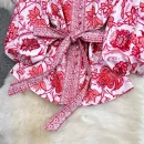 Accept Women'S Suit Retro Lantern Long-Sleeved Stand-Up Collar Single-Breasted Printed Shirt 2-Piece Set High-Waisted Sh