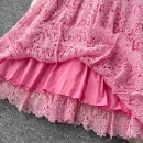 LE2619 2025 Autumn Vintage Hollow Hook Flower Lace Dresses Women Elegant Women'S Boutique Women'S Boutique Socialite Long Dress