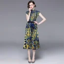 LE1359 Miyake Pleated Skirt 2025 New Stand Collar High Stretch Print Top Pleated Skirt Boutique 2 Piece Set Loose Large Size