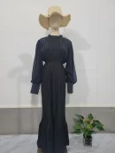 LE2698 Saudi Arabian Maxi Evening Dresses Temperament Luxury Stand Collar Women'S Spring Cross-Border Dress Long Pleated Dresses