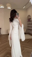 LE2591 Autumn Patchwork Gauze Ong Sleeve Party Maxi Dresses Socialite Party Evening Gown Ladies Lace-Up Back Design Dress Women