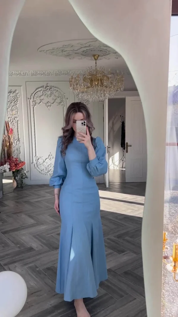 LE2699 Dubai Long Dresses Women Elegant 2025 Cross-Border Court Style Long-Sleeved Maxi Dress Lady - Image 6