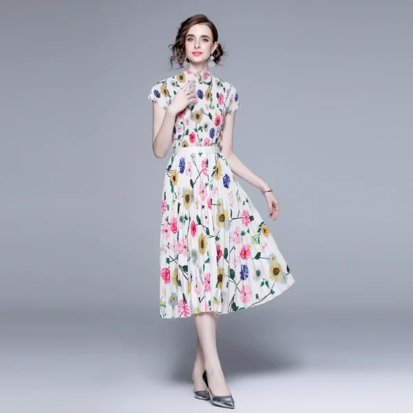 LE1240 in Stock Women's Sets Pleated Print Evening Gown Dress Elegant Summer 2 Piece Set for Women Miyake Pleated Boutique Skirt - Image 3
