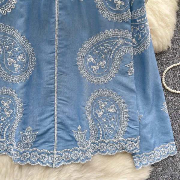 LW0655 Vintage Style Embroidery Shirt Women'S Loose Casual Long-Sleeved Blouse Shirts for Women Tops - Image 5
