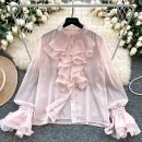 LW0830 Light Luxury Collar Shirt Women'S Autumn Ruffled Edge Diamond Loose Temperament Tops For Women Casual