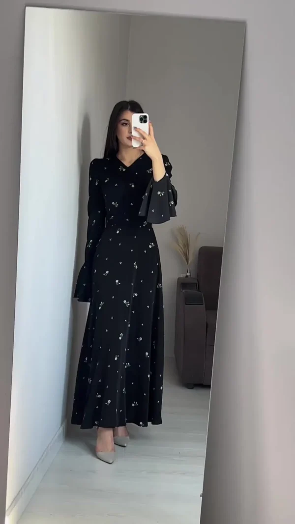 LE2590 Autumn Middle East Maxi Dresses Women Lady Elegant Formal 2025 New Flared Long Sleeve Socialite Party Evening Gown Ladies - Image 2