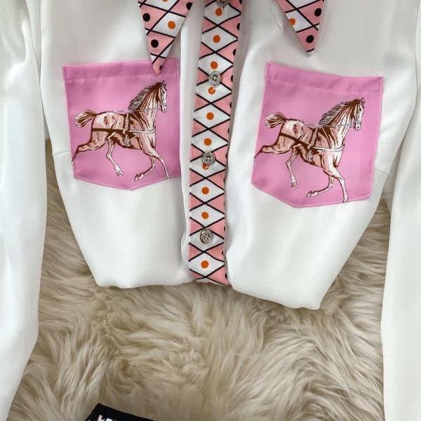 LE1703 Fashion Boutique Set Temperament Printing Loose Long-Sleeved Shirt + High Waist Half-Body Skirt Skirt Two-Piece Set - Image 3