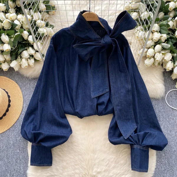 LW0834 Vintage Woman Blouse Elegant Relaxed Blouse Ruched Decoration Breathable Spring Season Woven Europe - Image 4