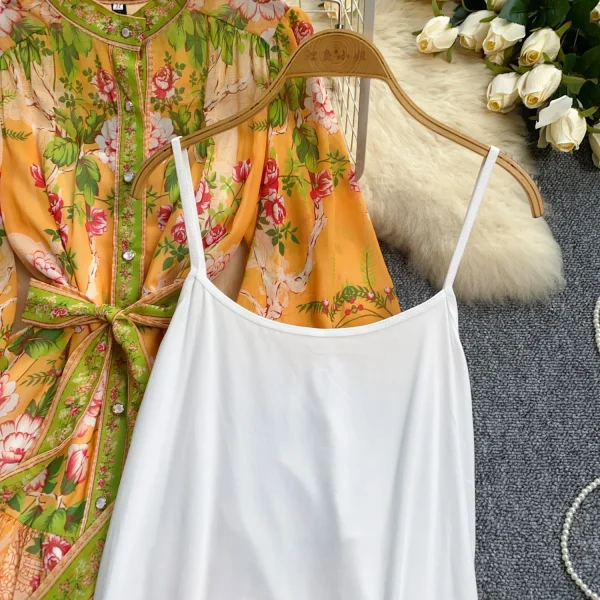 LE2632 Autumn New Retro Chiffon Printed Dresses Lady Lantern Long Sleeve Evening Robe Elegant Party Maxi Dresses Woman 2025 - Image 5