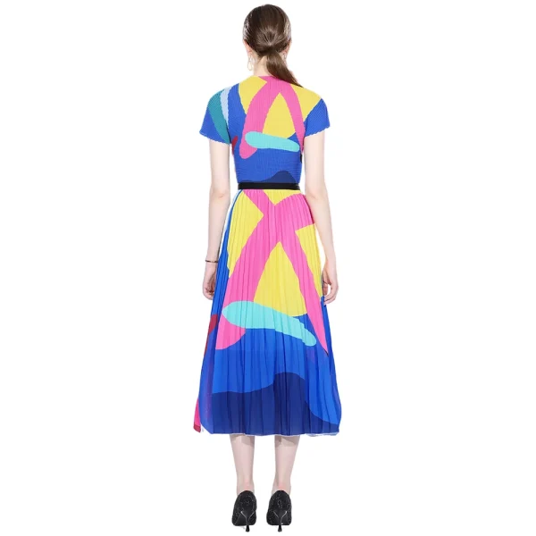 LE1236 Elegant Women's Diamond V-Neck Dress Nailed Beaded Lantern Sleeves Plus Size Short Newly Arrived Boutique Clothing Set - Image 4