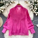 LW0746 Light Wind Minority Long-Sleeved Shirt Women'S Hollow Embroidery Lapel Slimming Women'S Blouses Elegant Women