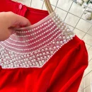 LE2662 Autumn Beading Evening Dresses Woman Femininity Chic Long Sleeve V-Neck Slit Bag Hip Canary Long Dress Female Winter 2025