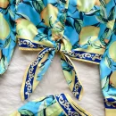 2 Piece Outfits Sets Fashion Print Set Female New Waist Tie Lemon Print Long-Sleeved Shirt High Waist Thin Shorts Two-Piece