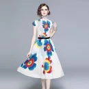 LE1247 in Stock Women'S Miyake Pleated T-Shirt Printed Long Pleated Skirt High Quality Fabric Women'S Sets Boutique Clothing