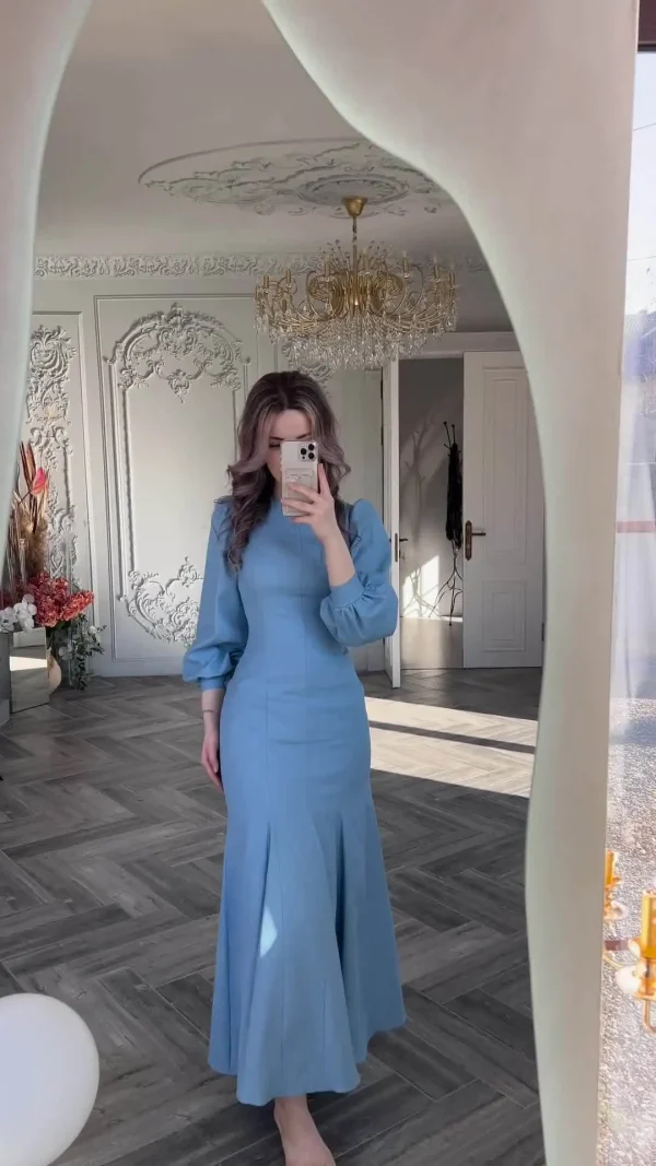 LE2699 Dubai Long Dresses Women Elegant 2025 Cross-Border Court Style Long-Sleeved Maxi Dress Lady - Image 2