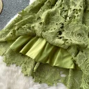 LE2616 Women'S Boutique Autumn Lace Floral Dress Lady Hollow Embroidery Midi Dresses Socialite Party Lace Dresses Women Elegant