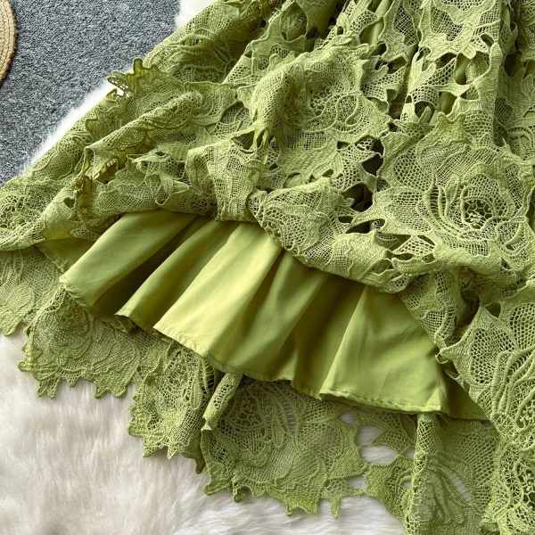 LE2616 Women'S Boutique Autumn Lace Floral Dress Lady Hollow Embroidery Midi Dresses Socialite Party Lace Dresses Women Elegant - Image 4