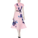 LE1255 in Stock 2025 New Women's Cool Print With Pleated Skirt Casual Short-sleeved Top Pleated Skirt 2-piece Set
