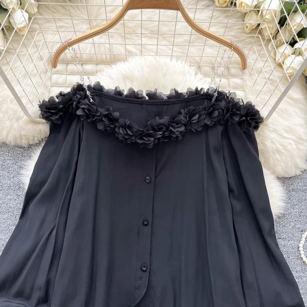 LW0822 Niche Chain Stereoscopic Lace Loose-Fitting Chic Shirt Blouses For Lady Blouses Elegant Women Ladies - Image 4
