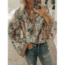 Women's Chiffon Floral Printing Blouses Elegant Shirts Women Tops